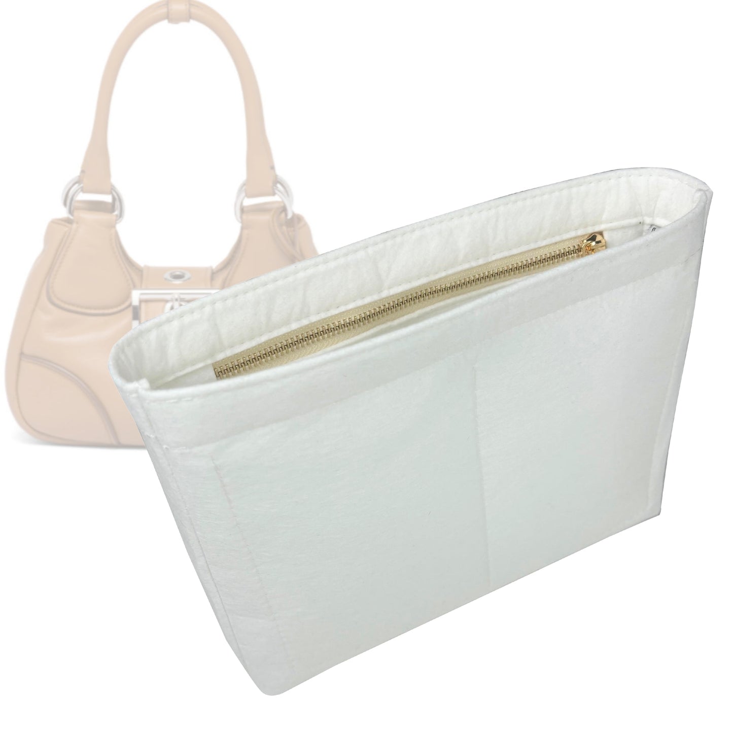 Organizer for [Moon Re-Nylon and leather bag, Prada] Bag Insert (Felt, Slim with Zip Pocket)