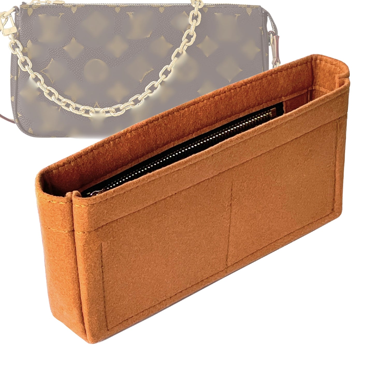 Organizer for [Pochette Voyage MM, LV] Bag Insert (Felt, Slim with Zip Pocket)
