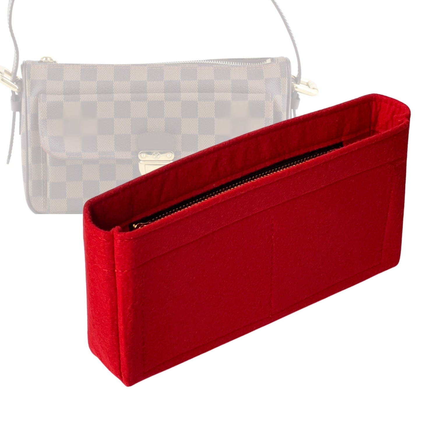 Organizer for [Ravello GM (Large), LV] Bag Insert (Felt, Slim with Zip Pocket)