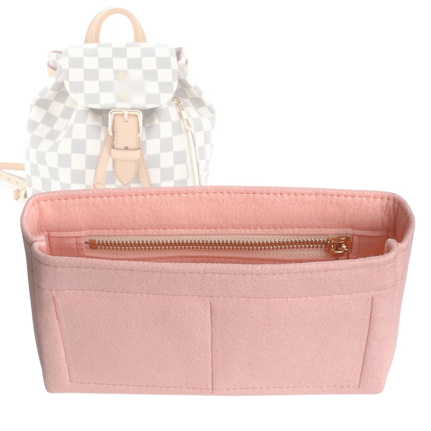 Organizer for [Sperone BB, LV] Bag Insert (Felt, Slim with Zip Pocket)