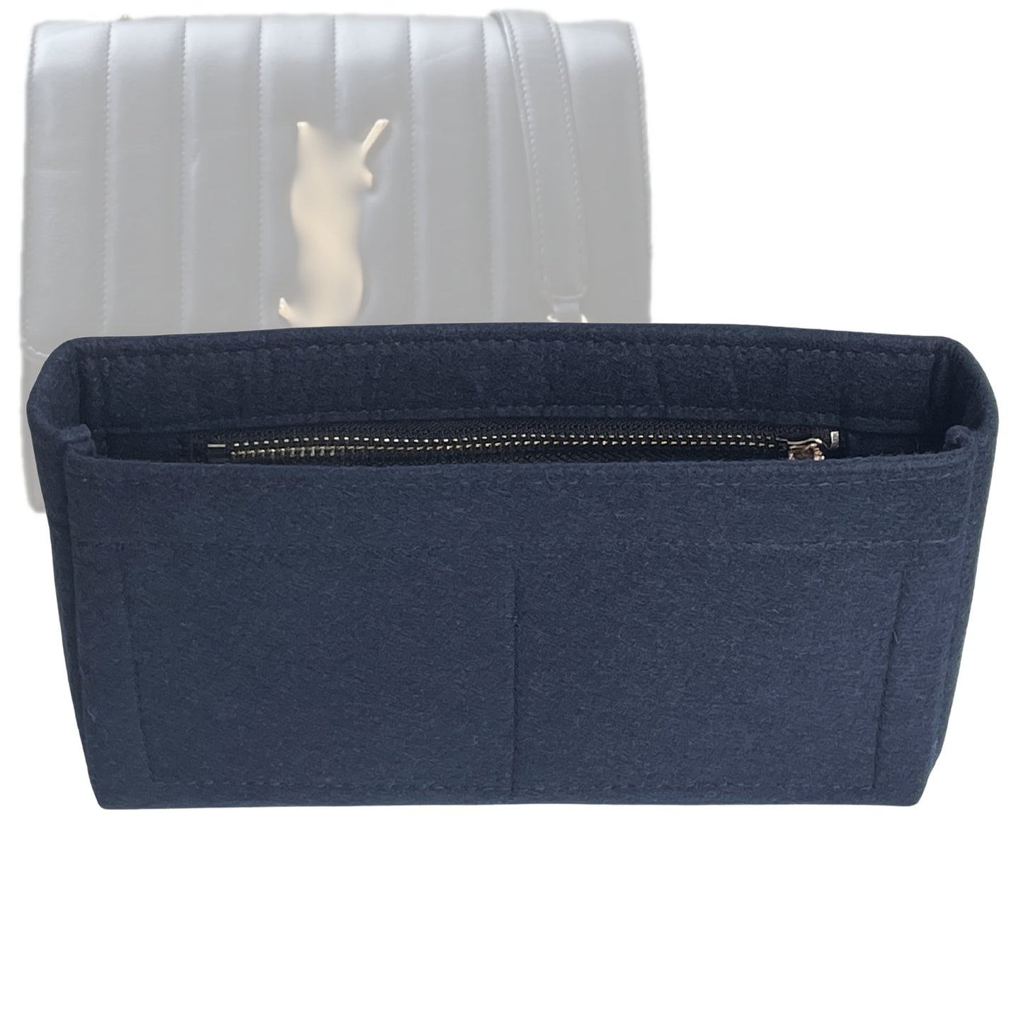 Organizer for [Medium Vicky Chain, Saint Laurent (YSL)] Bag Insert (Felt, Slim with Zip Pocket)