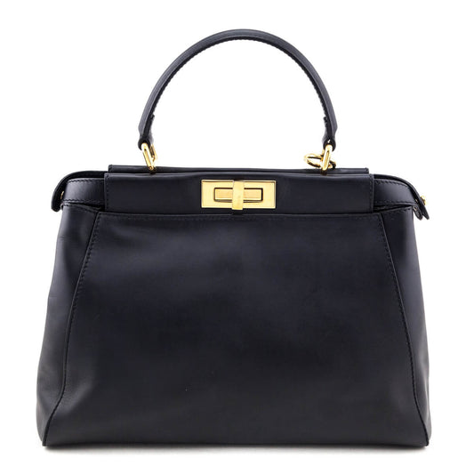 Fendi Black Nappa Medium Peekaboo Iconic Satchel