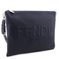 Fendi Dark Blue Vitello Cher Logo Embossed After Messenger Bag