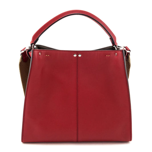 Fendi Red Vitello Seta Glazed Fabric FF 1974 Medium Peekaboo X-Lite