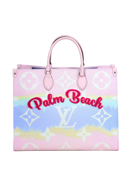 Louis Vuitton Pink Pastel "Palm Beach" Monogram Escale Onthego GM Tote Bag