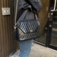 Chanel Black Leather Bias Stitch Camera Bag 1992