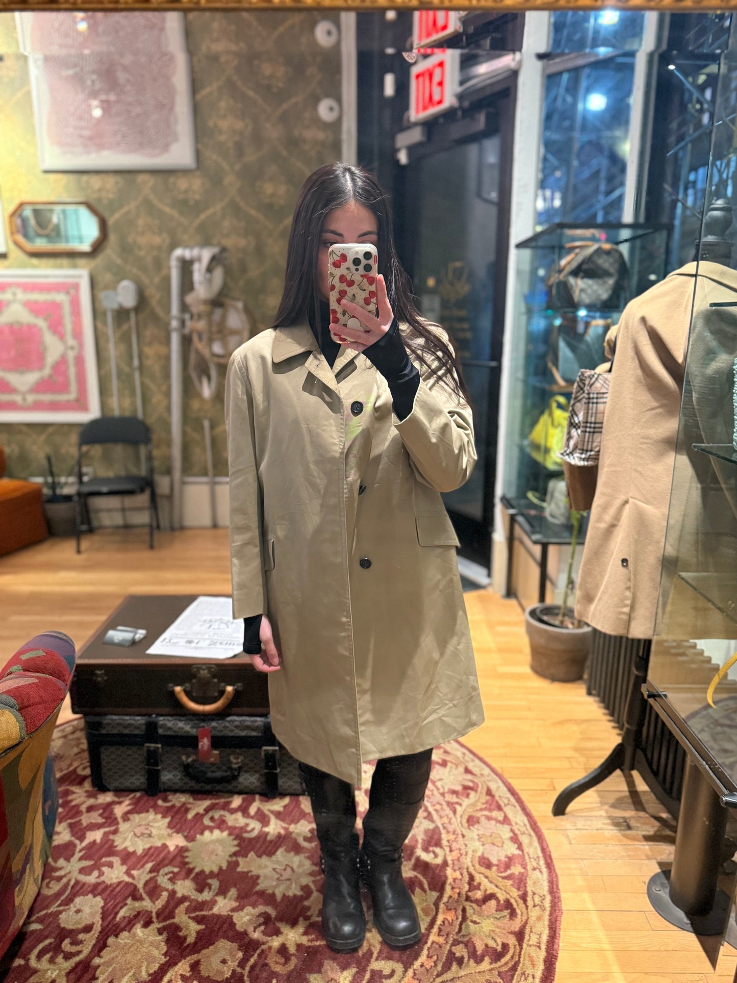 Burberry   Khaki Plaid Lined Coat