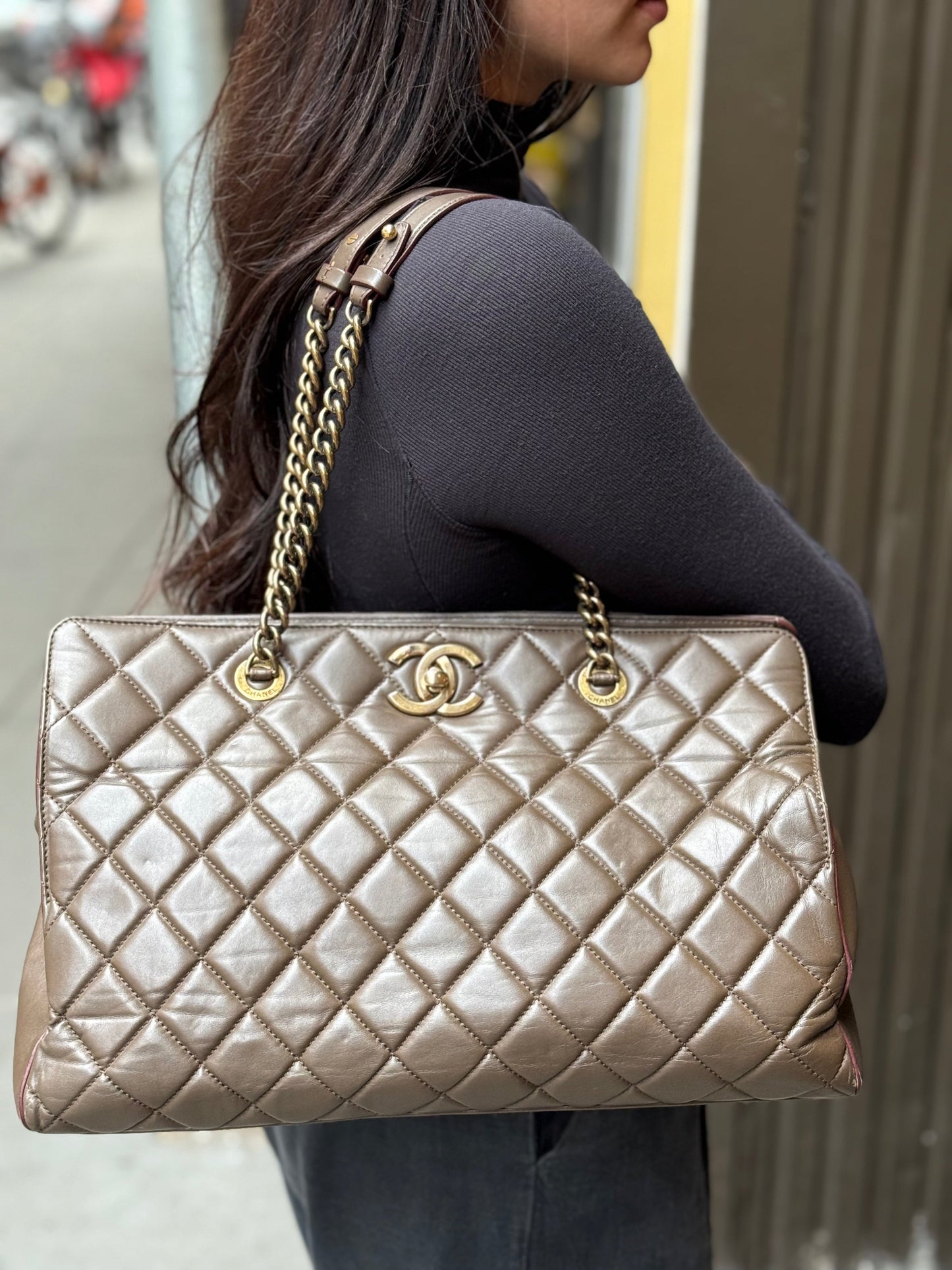 Chanel CC Brown Quilted Leather Perfect Edge Tote 2012