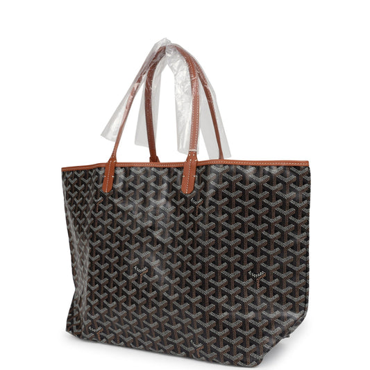Goyard Goyardine Black & Tan St. Louis PM Tote Bag Palladium Hardware