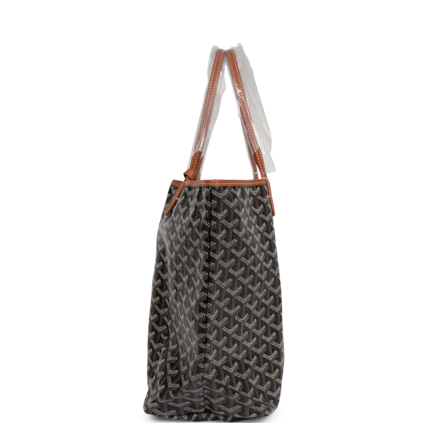 Goyard Goyardine Black & Tan St. Louis PM Tote Bag Palladium Hardware