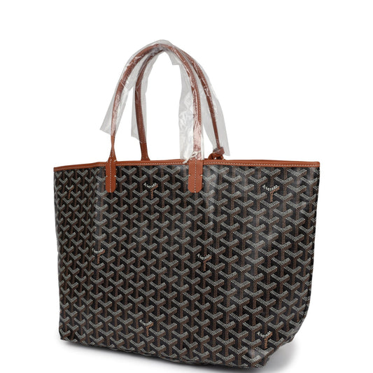 Goyard Goyardine Black & Tan St. Louis PM Tote Bag Palladium Hardware