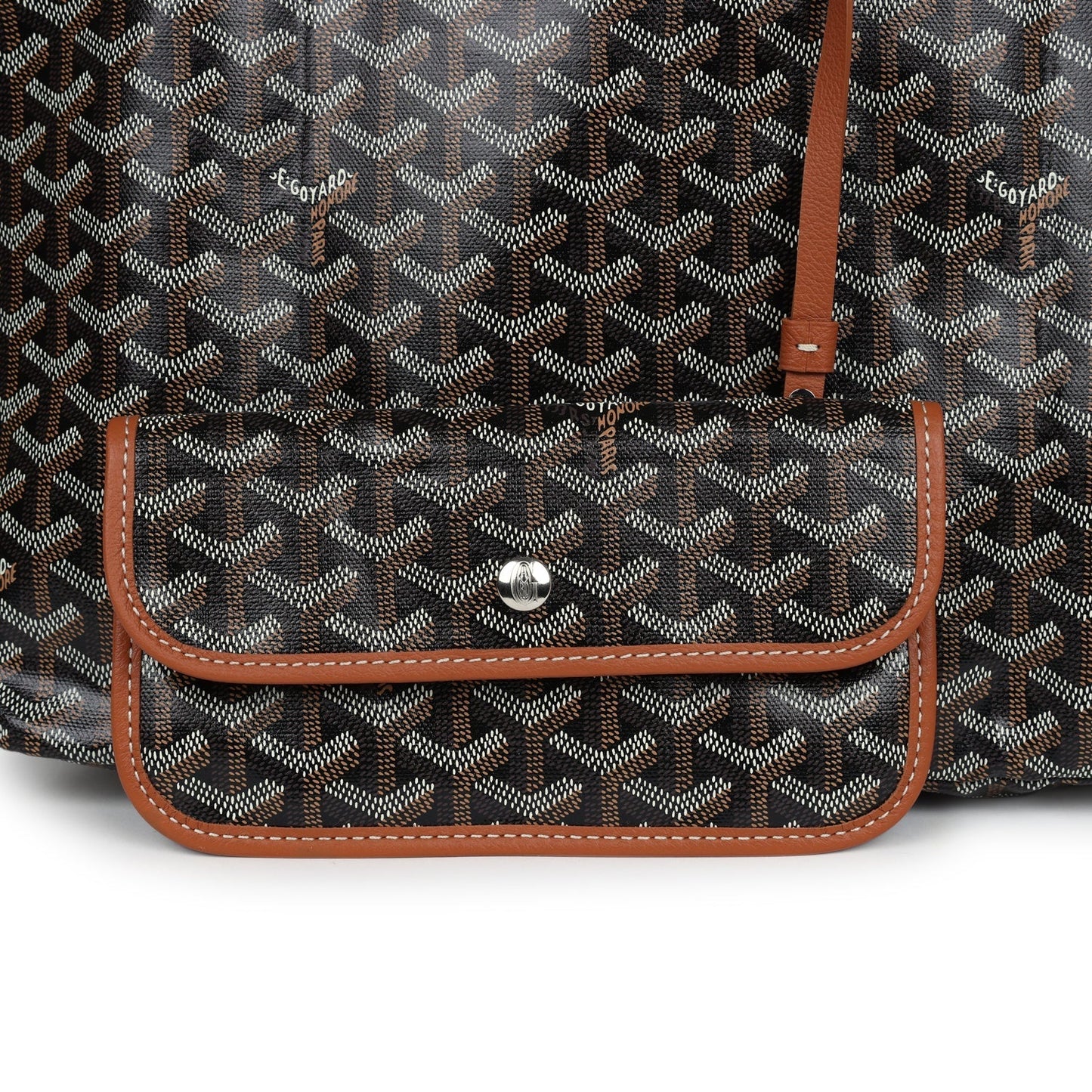 Goyard Goyardine Black & Tan St. Louis PM Tote Bag Palladium Hardware