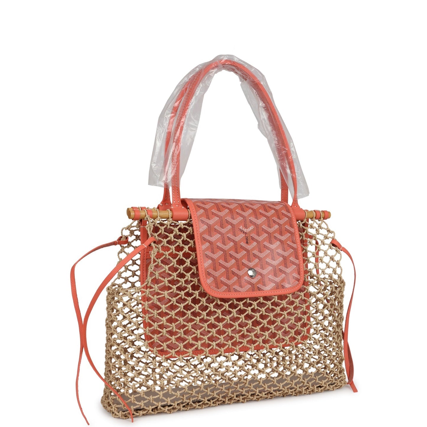 Goyard Aligre Bag Raffia Net with Coral Coated Canvas and Decize Taurillon Leather