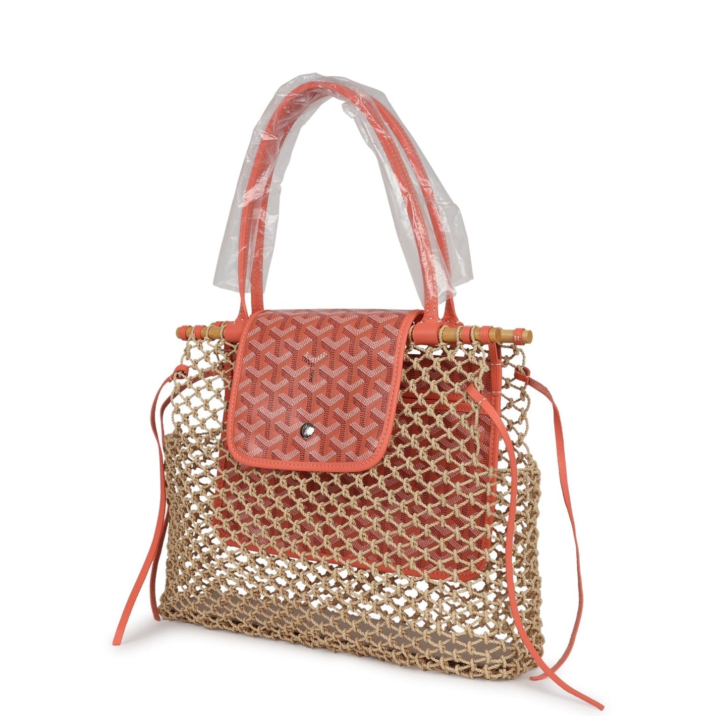 Goyard Aligre Bag Raffia Net with Coral Coated Canvas and Decize Taurillon Leather