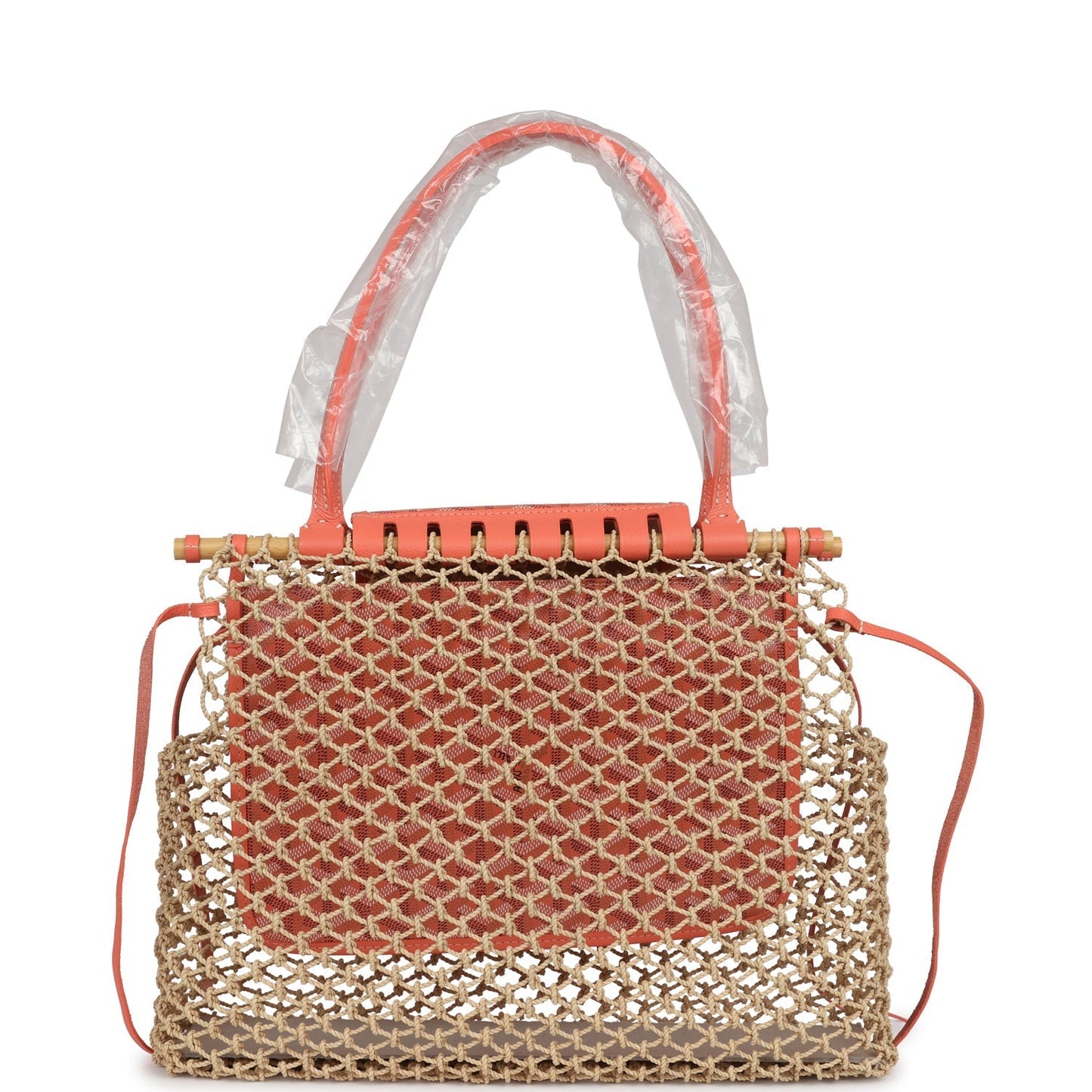 Goyard Aligre Bag Raffia Net with Coral Coated Canvas and Decize Taurillon Leather