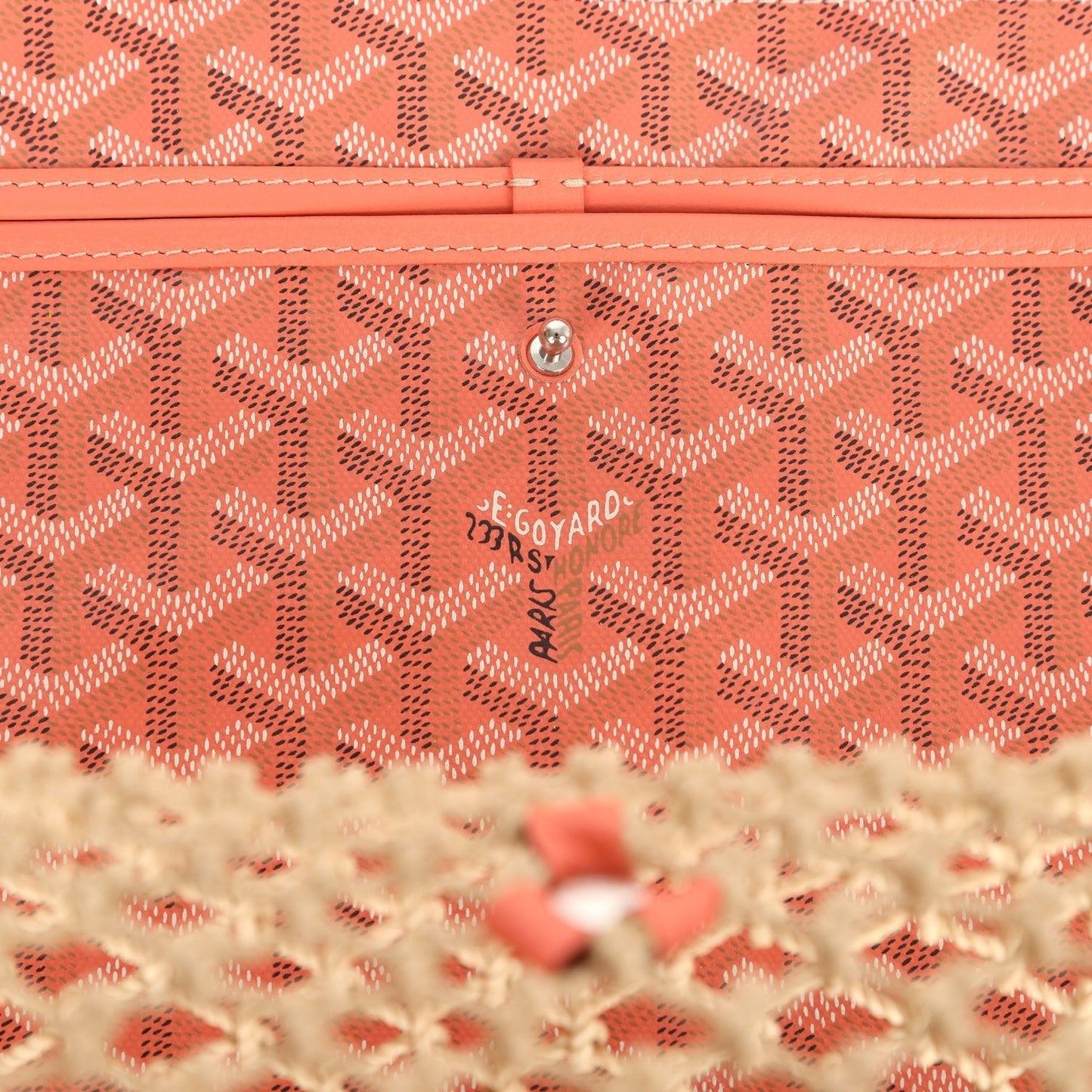 Goyard Aligre Bag Raffia Net with Coral Coated Canvas and Decize Taurillon Leather