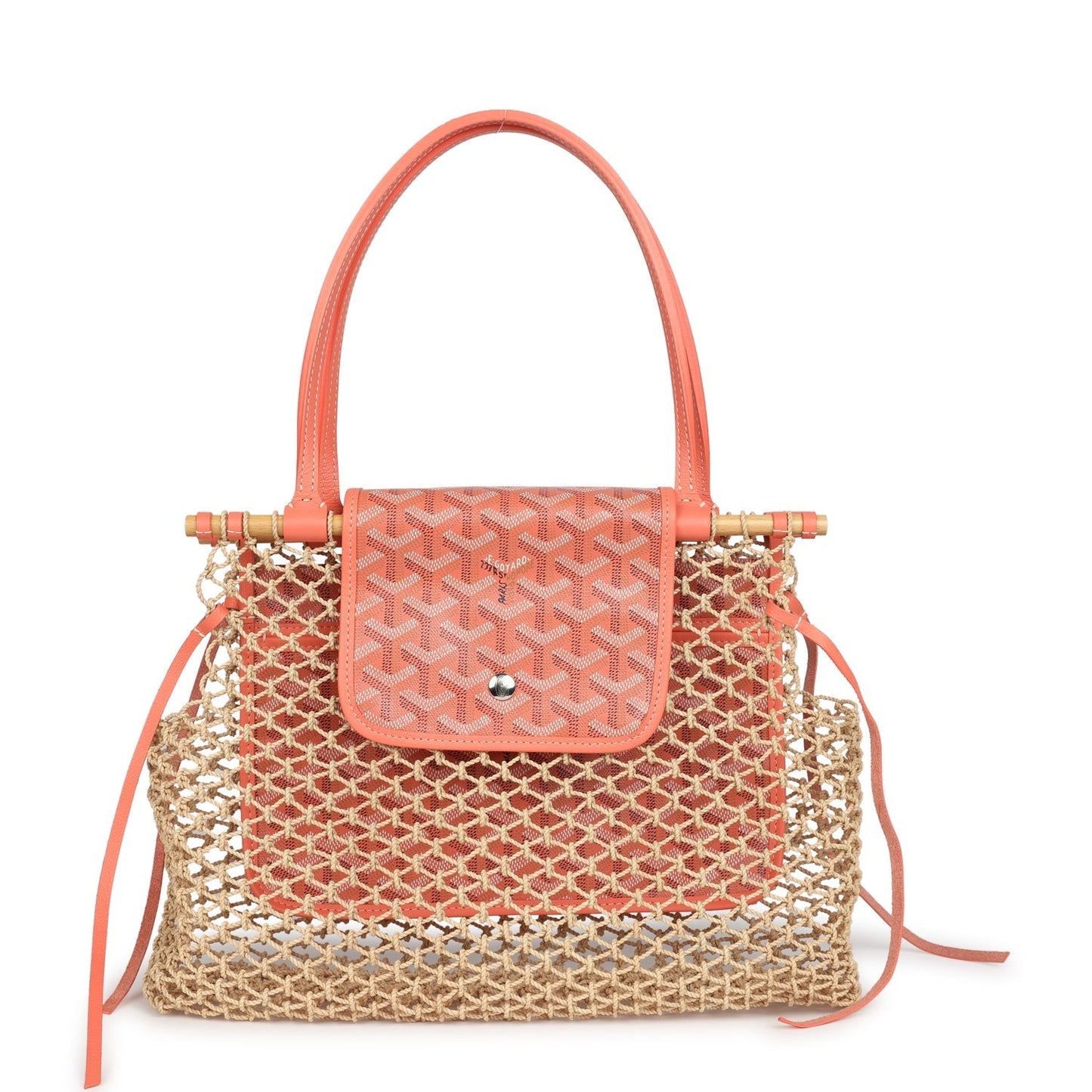 Goyard Aligre Bag Raffia Net with Coral Coated Canvas and Decize Taurillon Leather