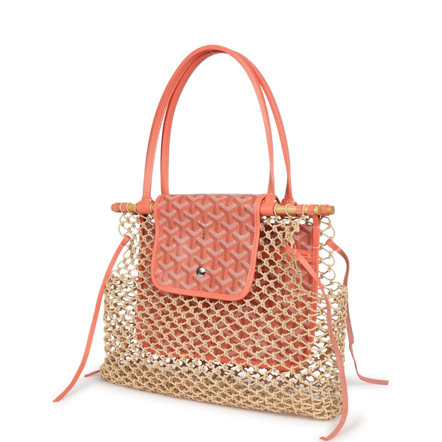 Goyard Aligre Bag Raffia Net with Coral Coated Canvas and Decize Taurillon Leather