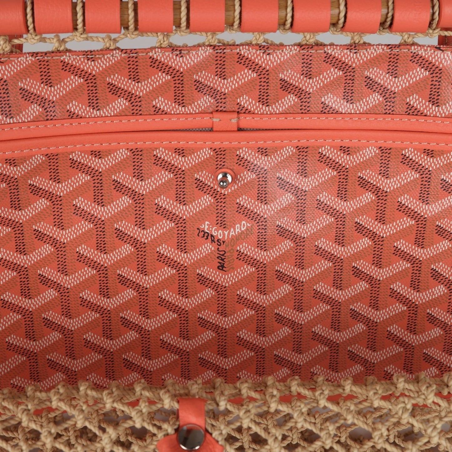 Goyard Aligre Bag Raffia Net with Coral Coated Canvas and Decize Taurillon Leather