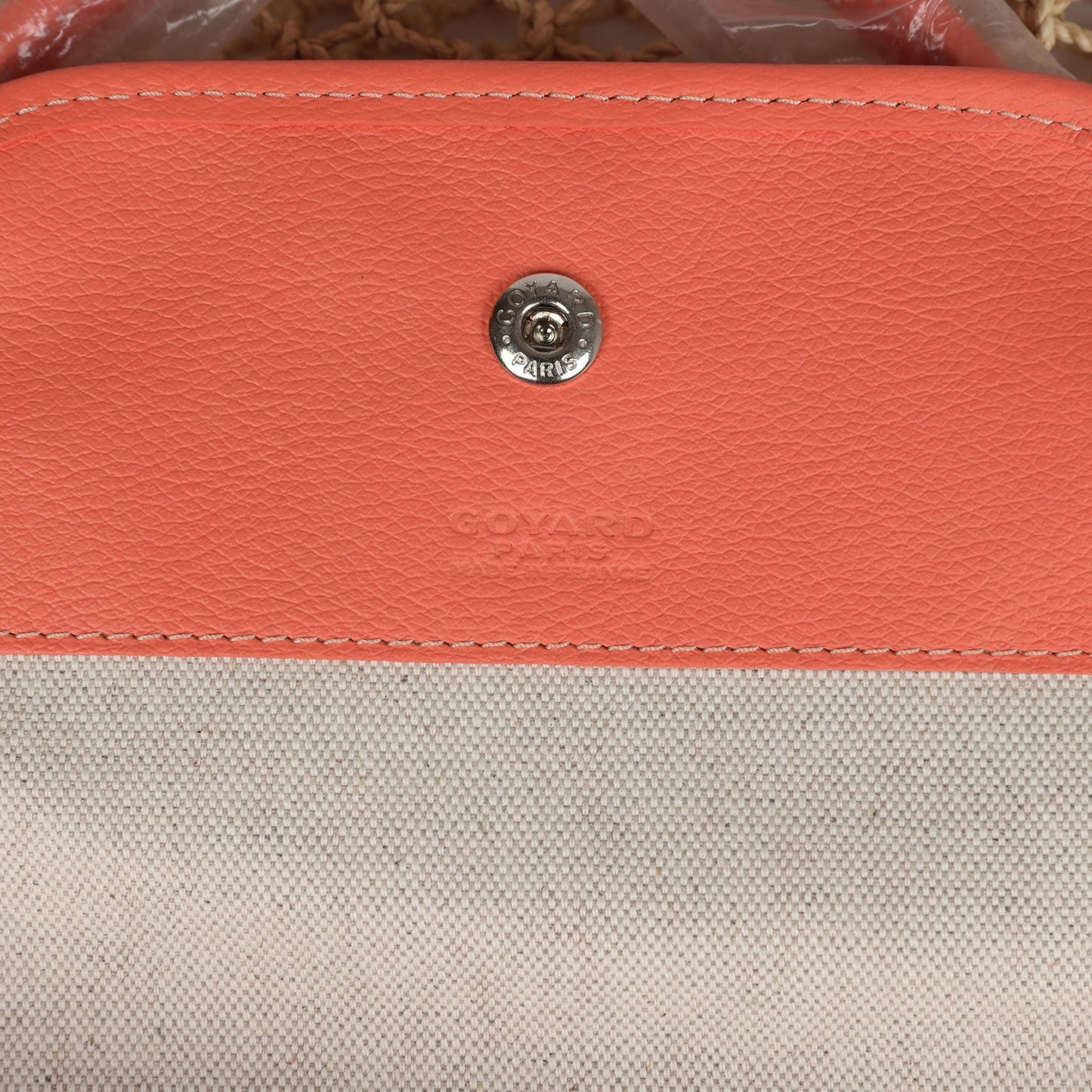 Goyard Aligre Bag Raffia Net with Coral Goyardine Palladium Hardware
