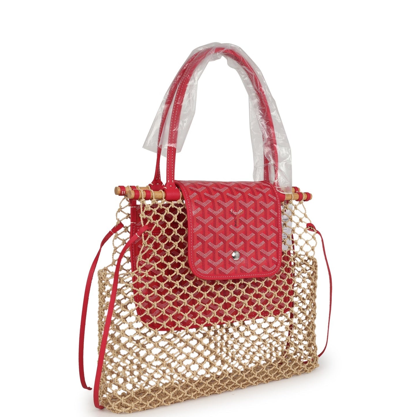 Goyard Goyardine Canvas Fuchsia Aligre Bag Raffia Net Palladium Hardware