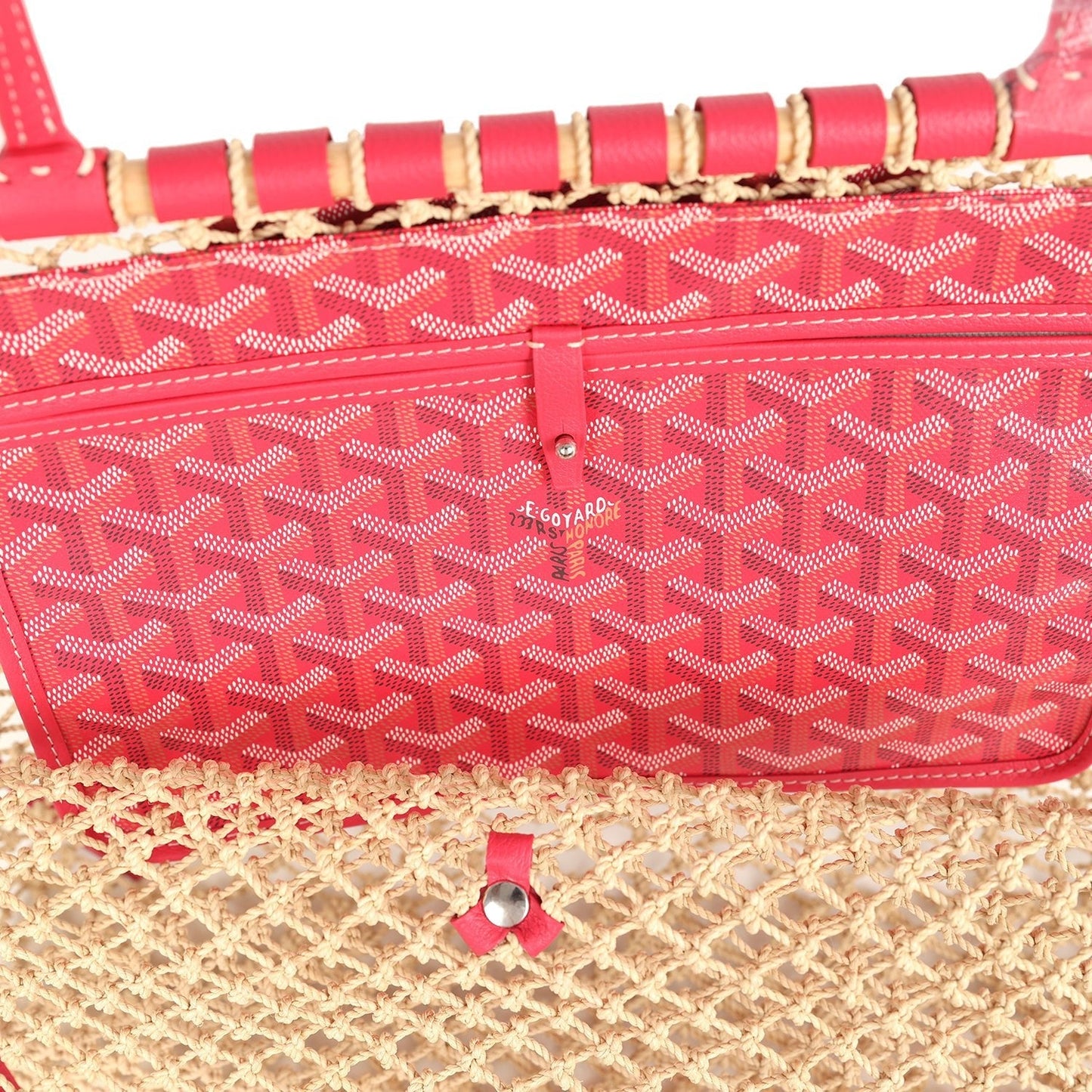 Goyard Goyardine Canvas Fuchsia Aligre Bag Raffia Net Palladium Hardware