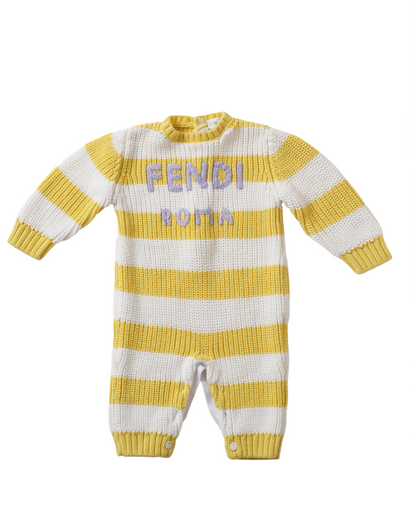 New Fendi Yellow & White Stripe Onesie