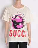 Gucci Cream Manifesto Logo Printed Cotton Oversized Crewneck T-Shirt