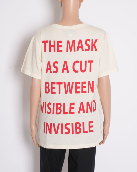 Gucci Cream Manifesto Logo Printed Cotton Oversized Crewneck T-Shirt