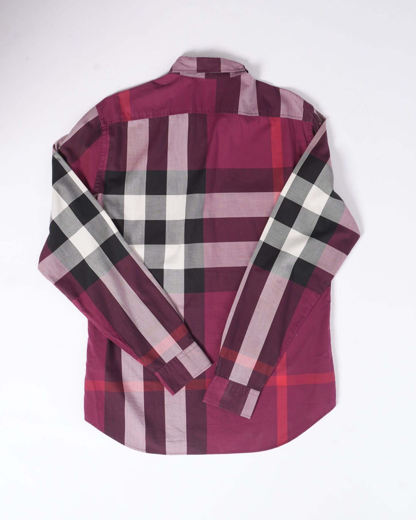 Burberry Maroon Button Down Checkered Shirt