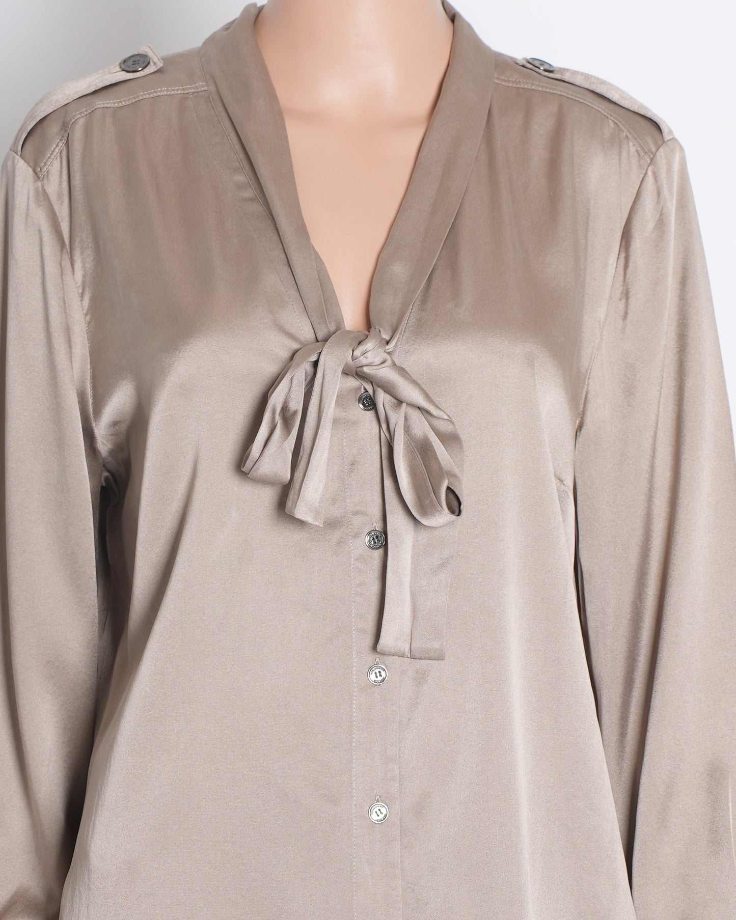 Burberry Silk Tie-Neck Blo