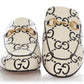 Gucci White and Black GG Horsebit Mules