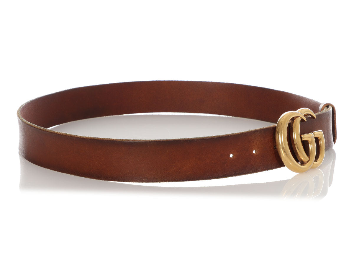 Gucci Brown Calfksin Wide GG Belt