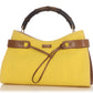 Gucci Yellow Canvas Bamboo Shoulder Bag