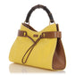 Gucci Yellow Canvas Bamboo Shoulder Bag