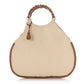 Gucci Beige Canvas Bamboo Handle Bag