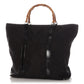 Gucci Black Leather-Trimmed Nylon Bamboo Handle Tote