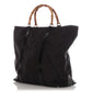Gucci Black Leather-Trimmed Nylon Bamboo Handle Tote