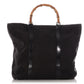 Gucci Black Leather-Trimmed Nylon Bamboo Handle Tote