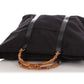 Gucci Black Leather-Trimmed Nylon Bamboo Handle Tote
