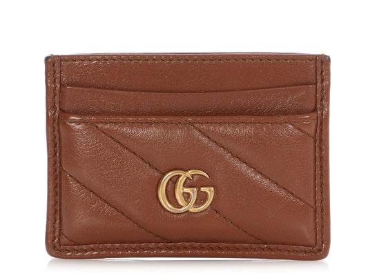 Gucci Brown Matelass? GG Marmont Card Case