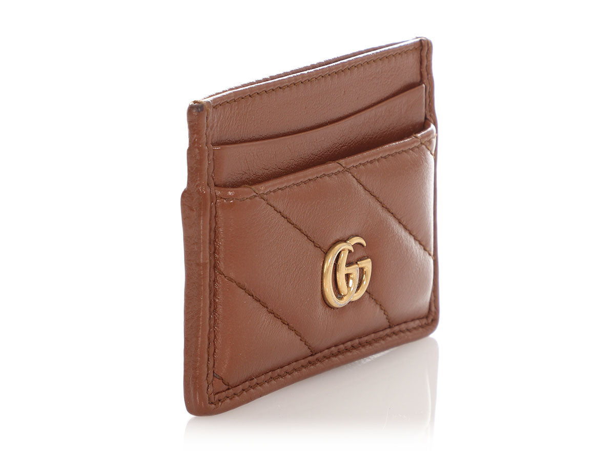 Gucci Brown Matelass? GG Marmont Card Case