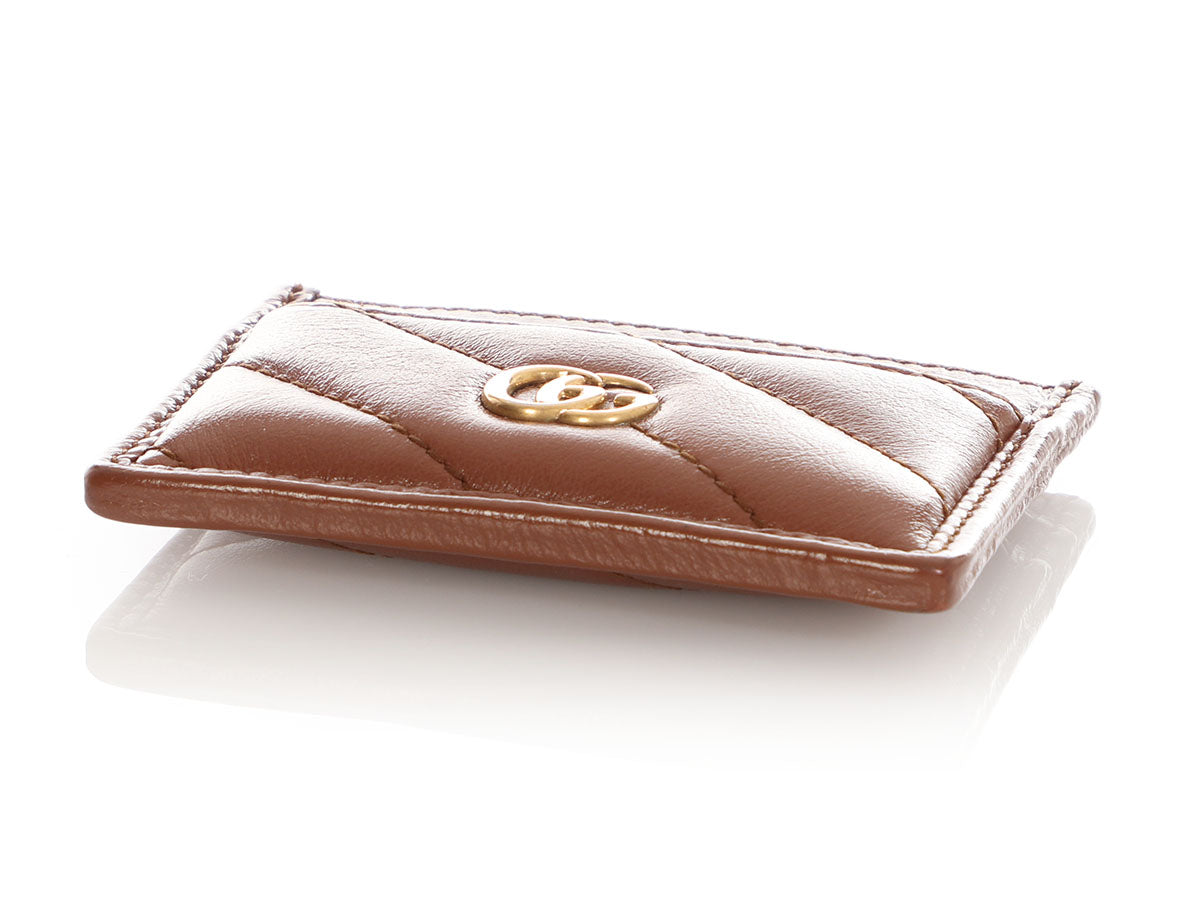 Gucci Brown Matelass? GG Marmont Card Case