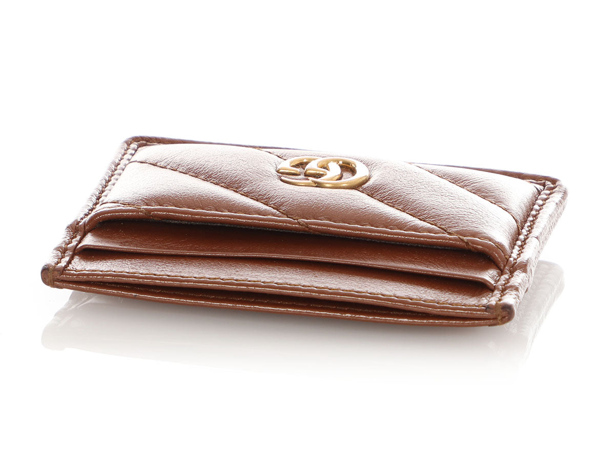 Gucci Brown Matelass? GG Marmont Card Case