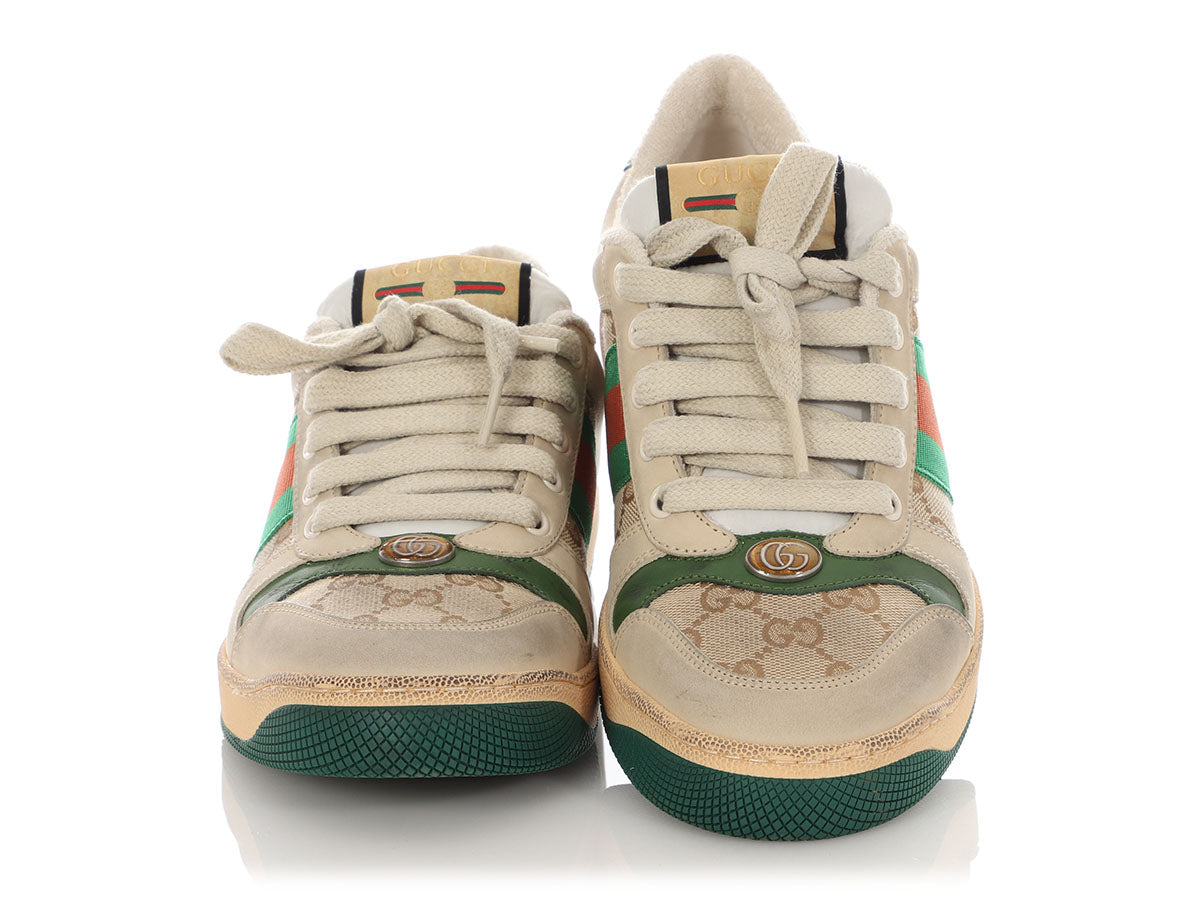 Gucci Sand and   Green Screener Sneakers