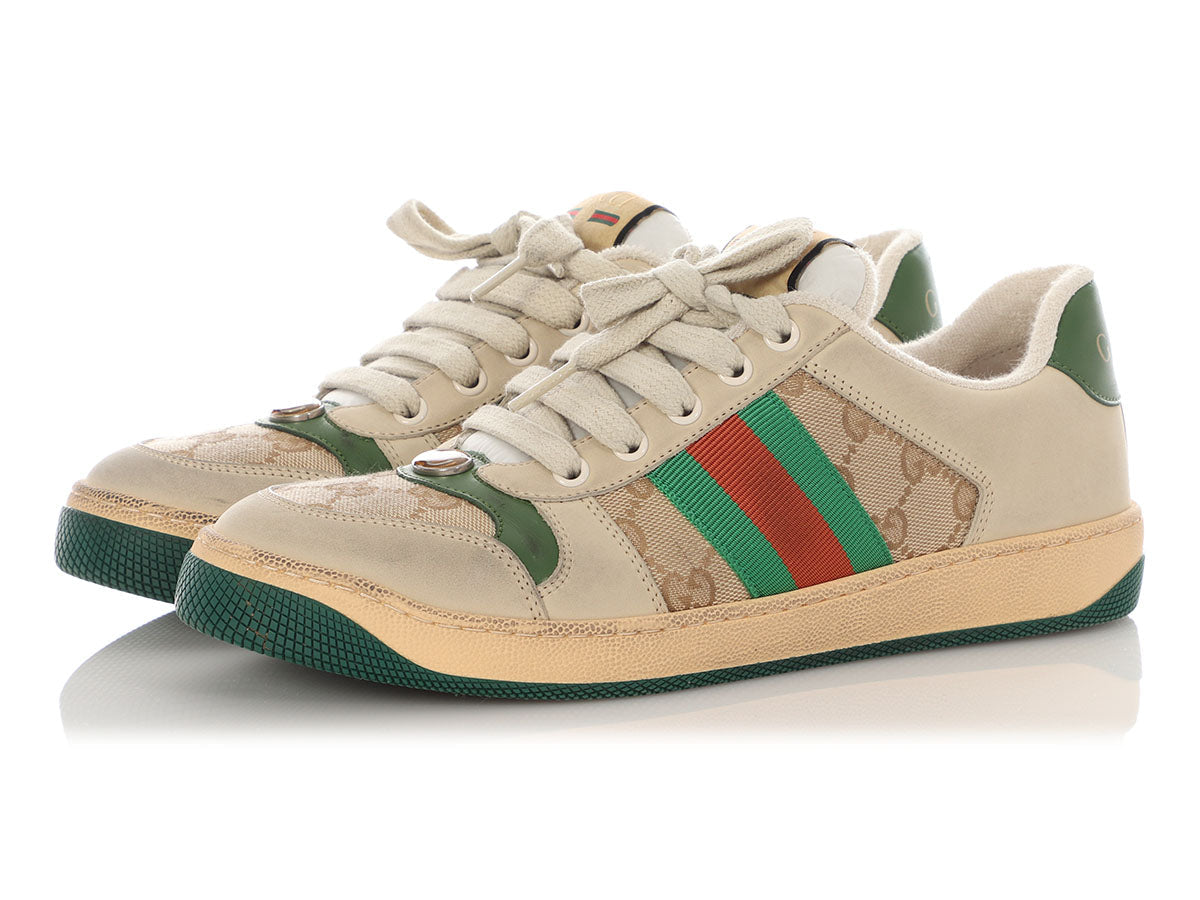 Gucci Sand and   Green Screener Sneakers