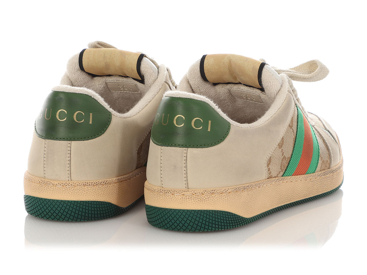 Gucci Sand and   Green Screener Sneakers