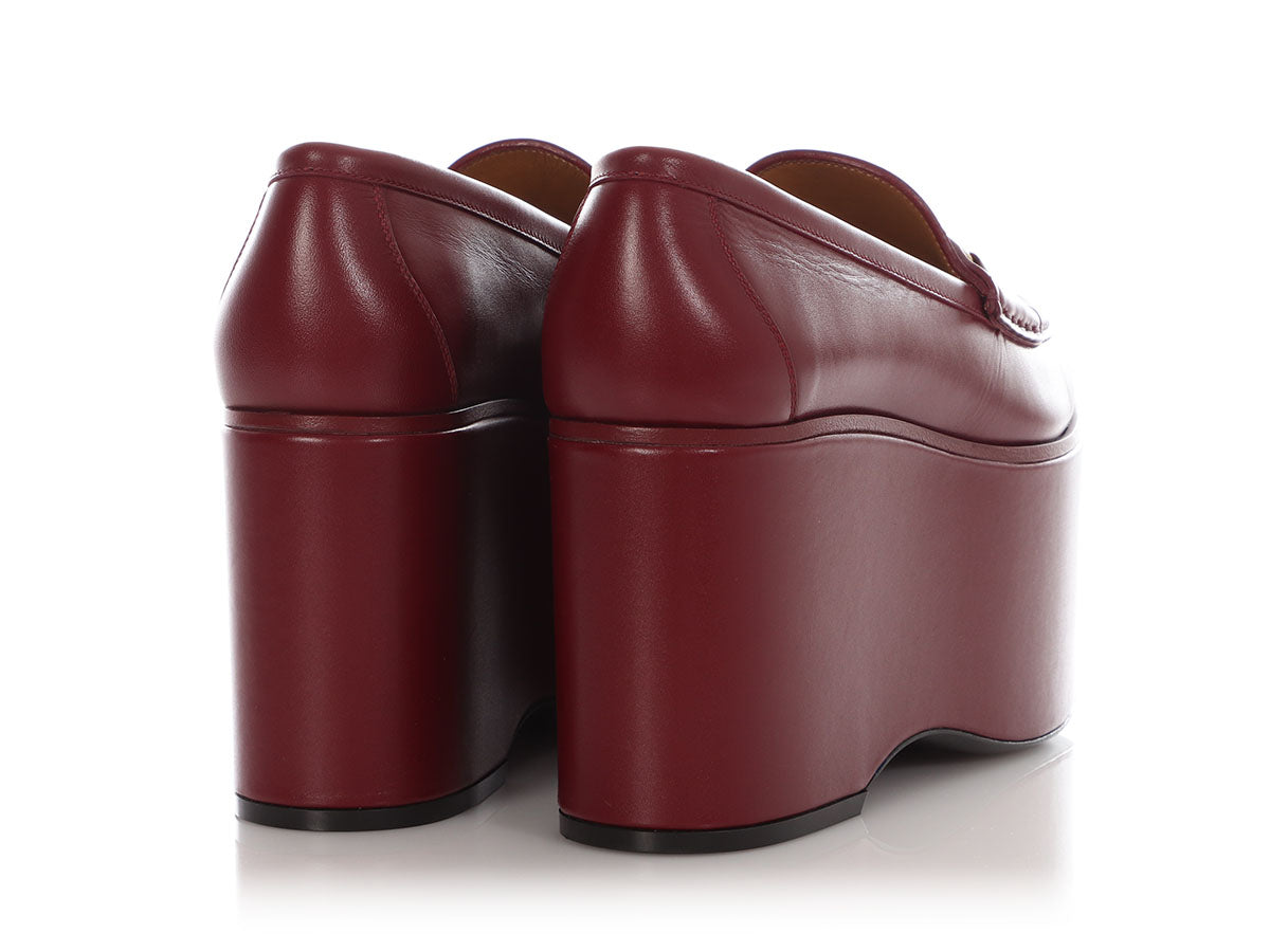 Gucci Oxblood Horsebit High Platform Loafers