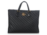 Gucci Black Matelass? Diagonal GG Marmont Tote