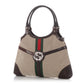 Gucci Beige and Brown Web Canvas Reins Shoulder Bag